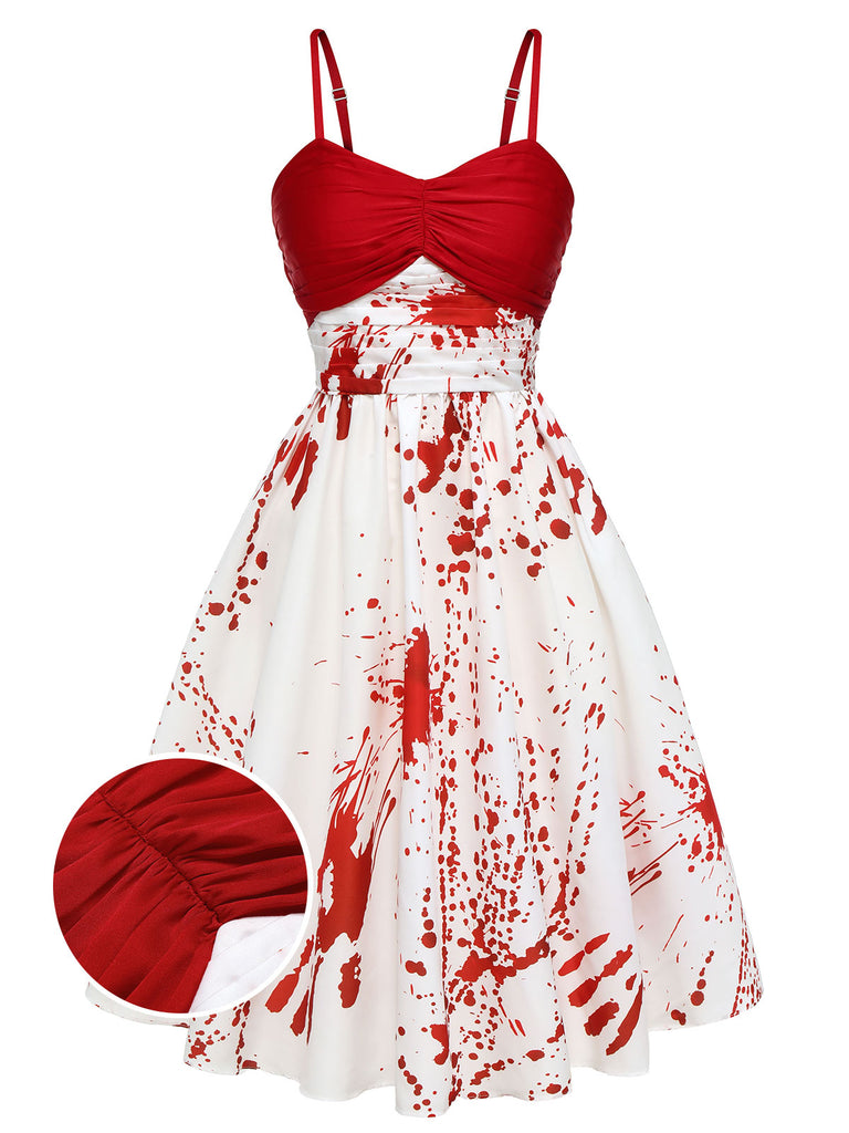 Red&White 1950s Halloween Blood Dress, vintage dress, retro fashion, rockabilly, pin-up fashion - perfect for women who love vintage and retro fashion