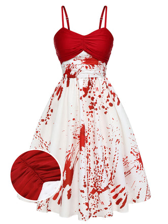 Red&White 1950s Halloween Blood Dress, vintage dress, retro fashion, rockabilly, pin-up fashion - perfect for women who love vintage and retro fashion