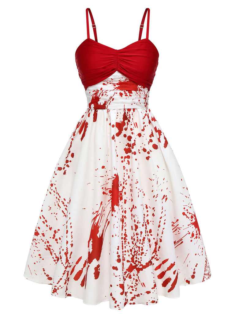 Red&White 1950s Halloween Blood Dress, vintage dress, retro fashion, rockabilly, pin-up fashion - perfect for women who love vintage and retro fashion