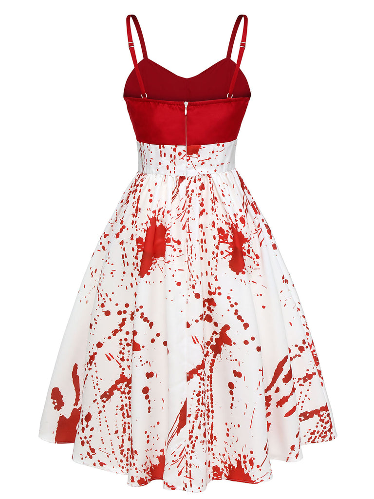 Red&White 1950s Halloween Blood Dress, vintage dress, retro fashion, rockabilly, pin-up fashion - perfect for women who love vintage and retro fashion
