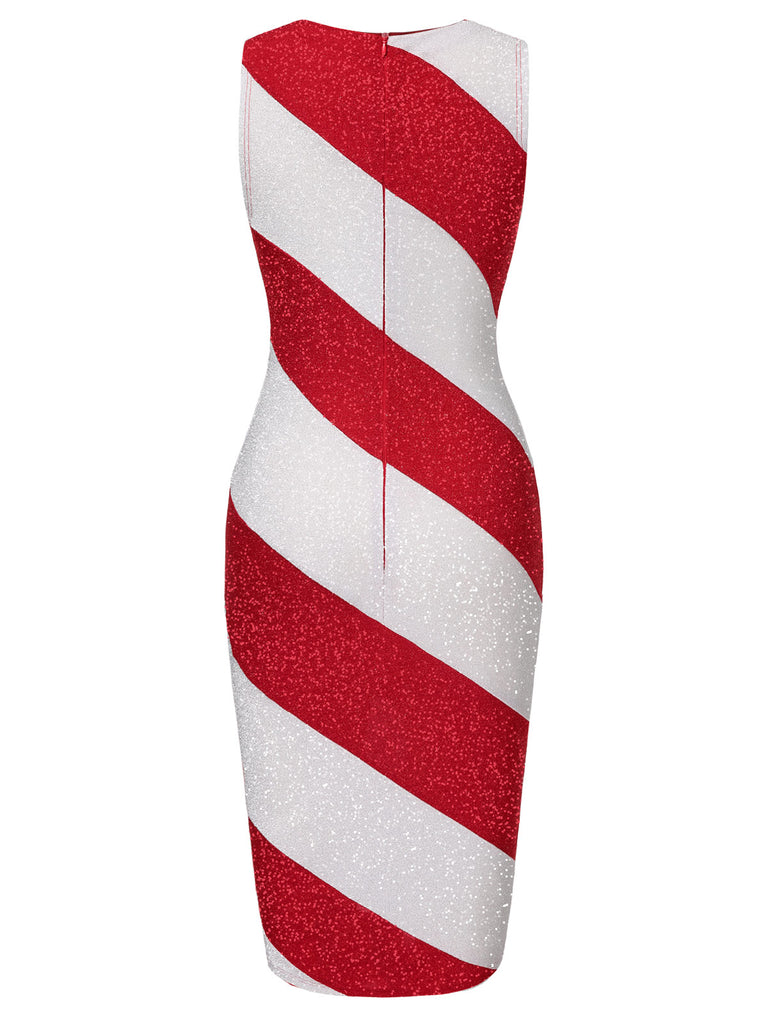 Red&White 1960s Pinstriped Pencil Dress — the kind of 1960s dress that makes strangers smile