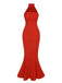 Retro 1930s Solid Halter Mermaid Dress, vintage dress, retro fashion - perfect for women who love vintage and retro fashion