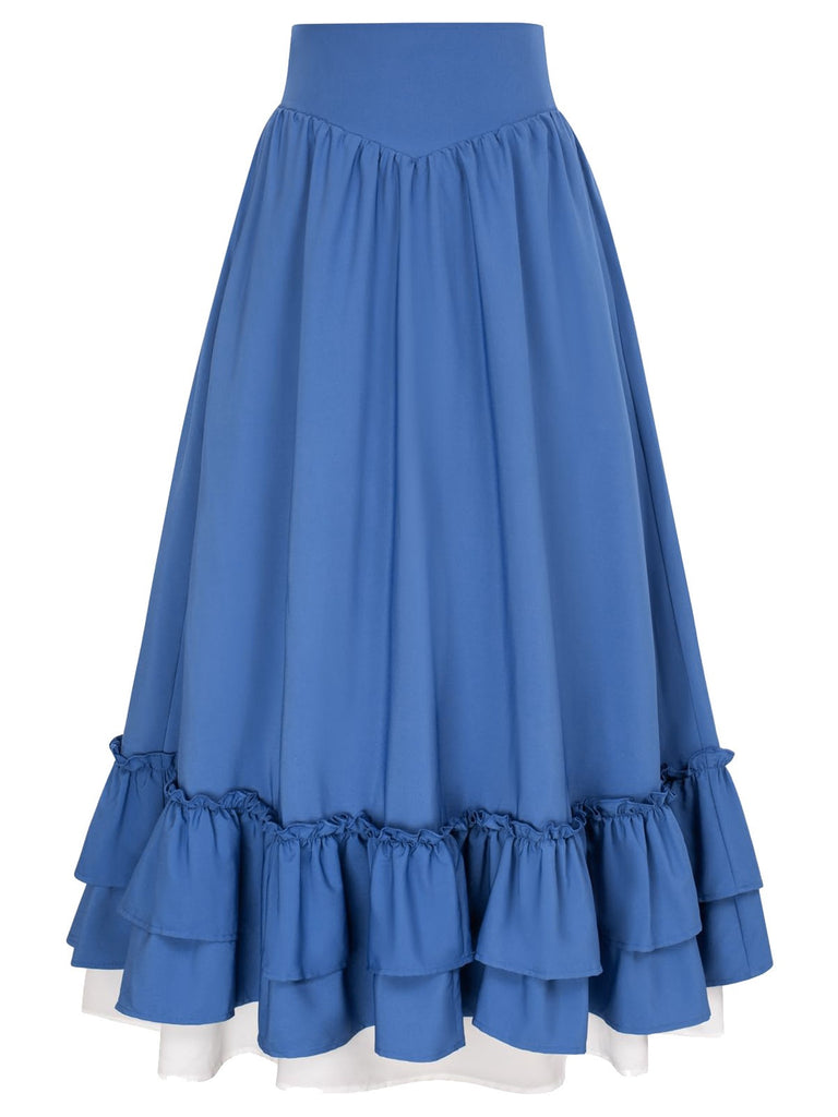 Retro 1940s Ruffle High-Low Hem Skirt — 1940s femininity that moves with her mood