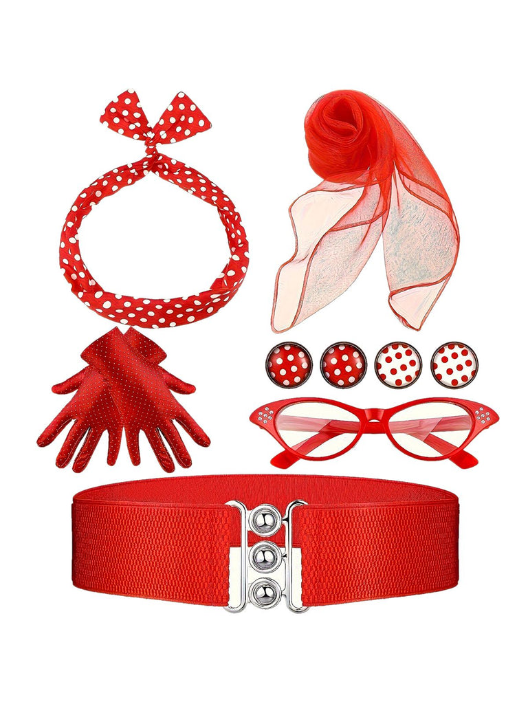 Retro 1950s Polka Dot Accessories Set - vintage fashion, retro style
