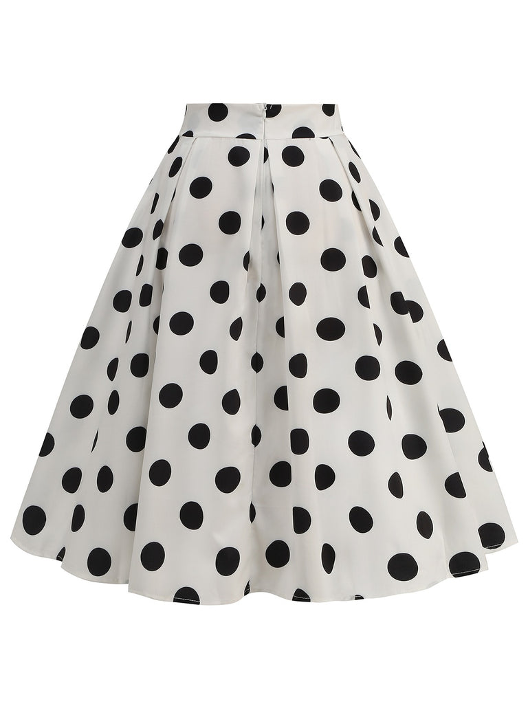 Retro 1950s Polka Dots Solid Zipper Skirt, vintage skirt, retro style - perfect for women who love vintage and retro fashion