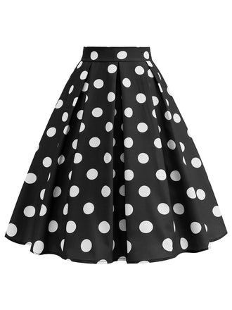 Retro 1950s Polka Dots Solid Zipper Skirt, vintage skirt, retro style - perfect for women who love vintage and retro fashion