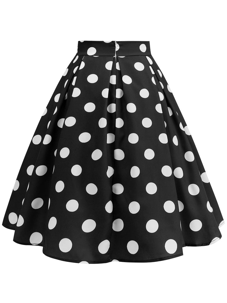 Retro 1950s Polka Dots Solid Zipper Skirt, vintage skirt, retro style - perfect for women who love vintage and retro fashion