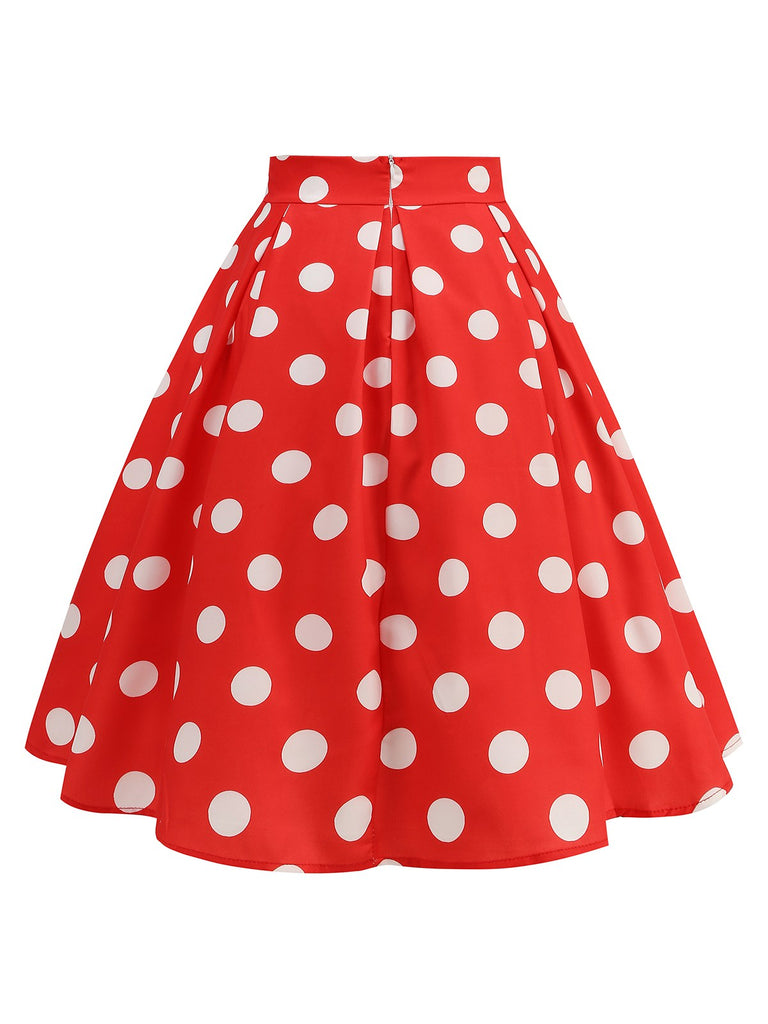 Retro 1950s Polka Dots Solid Zipper Skirt, vintage skirt, retro style - perfect for women who love vintage and retro fashion