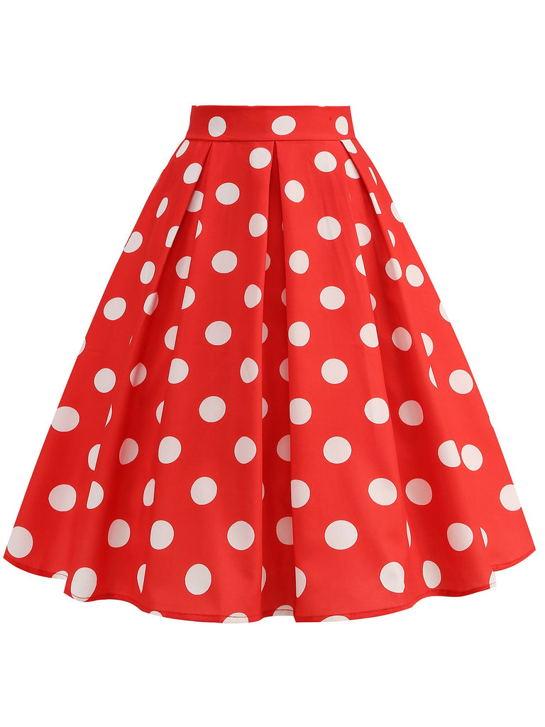 Retro 1950s Polka Dots Solid Zipper Skirt, vintage skirt, retro style - perfect for women who love vintage and retro fashion
