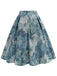 This Retro Blue 1950s Lotus Painting Bow Skirt spins 1950s stories with every step