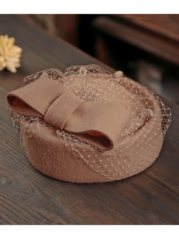 Retro Bow Mesh Wooled Dress Hat: timeless style reimagined