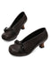 Retro Bow PU Round-Toe Chunky Heel Shoes - vintage shoes, retro heels