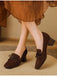This Retro Bow Square Toe High Heels Shoes whispers 1950s secrets to those who notice