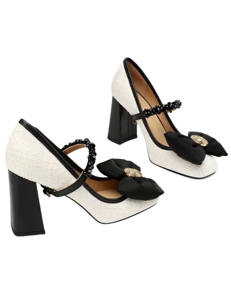Retro Bowknot Chunky Heels Mary Jane Shoes: timeless style reimagined