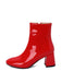 Retro Christmas Patent Leather Block Heel Ankle Boots - vintage shoes, retro heels