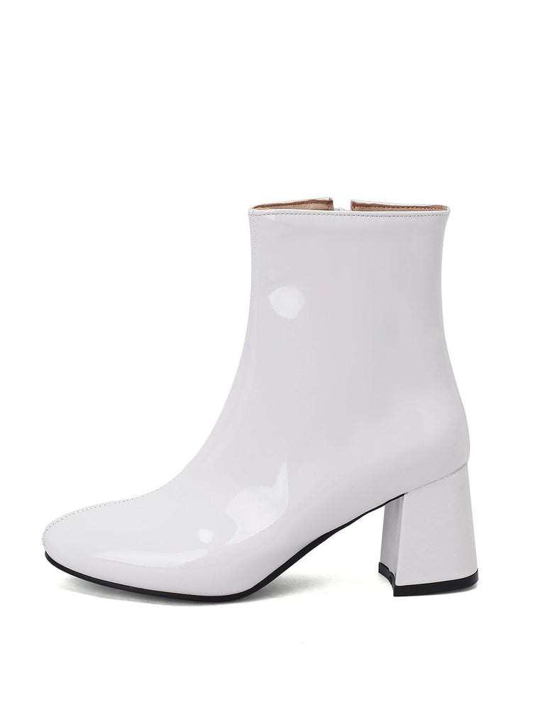 Retro Christmas Patent Leather Block Heel Ankle Boots: timeless 1950s elegance she makes her own