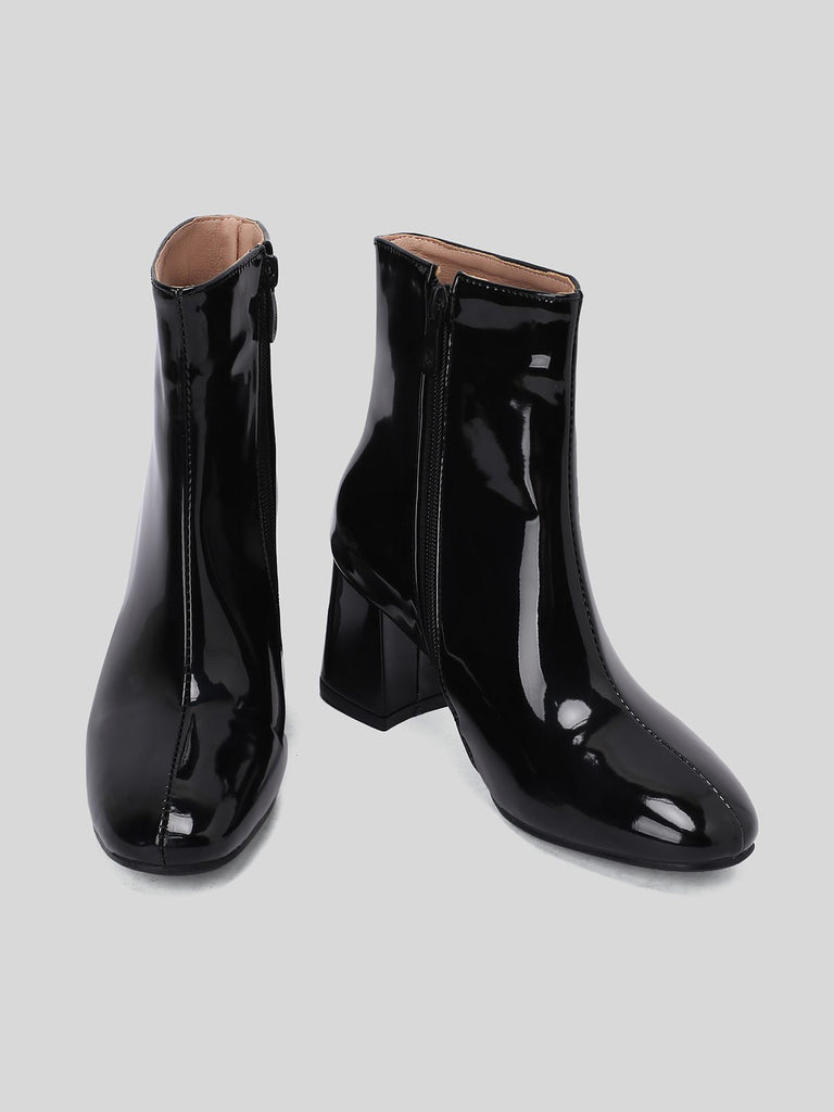 Retro Christmas Patent Leather Block Heel Ankle Boots: timeless 1950s elegance she makes her own