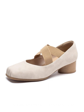 She finds her 1950s story in this Retro Cross-Strap High Block Heels Shoes