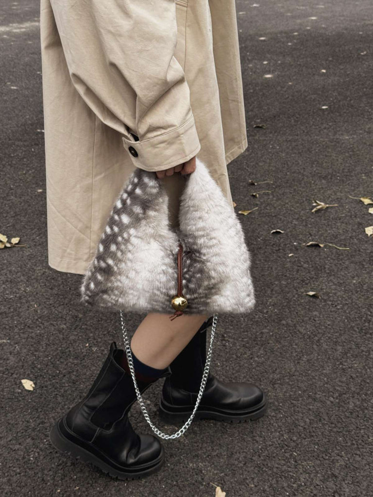 Retro Deer Style Bell Faux Fur Bag - vintage fashion, retro style
