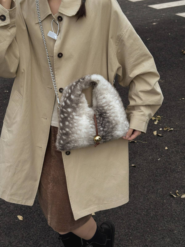 Retro Deer Style Bell Faux Fur Bag - vintage fashion, retro style
