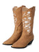 This Retro Embroidered Flower Leather Cowboy Boots whispers 1950s secrets to those who notice