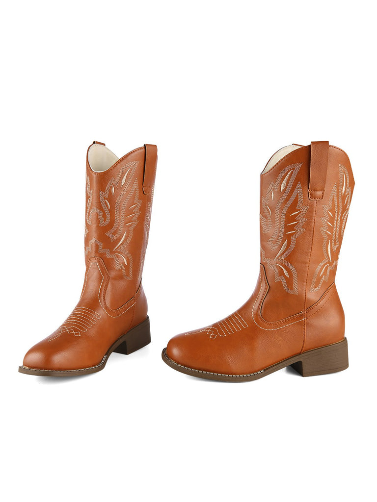 Retro Embroidered Leather Calf Cowboy Boots, vintage fashion, retro style - perfect for women who love vintage and retro fashion