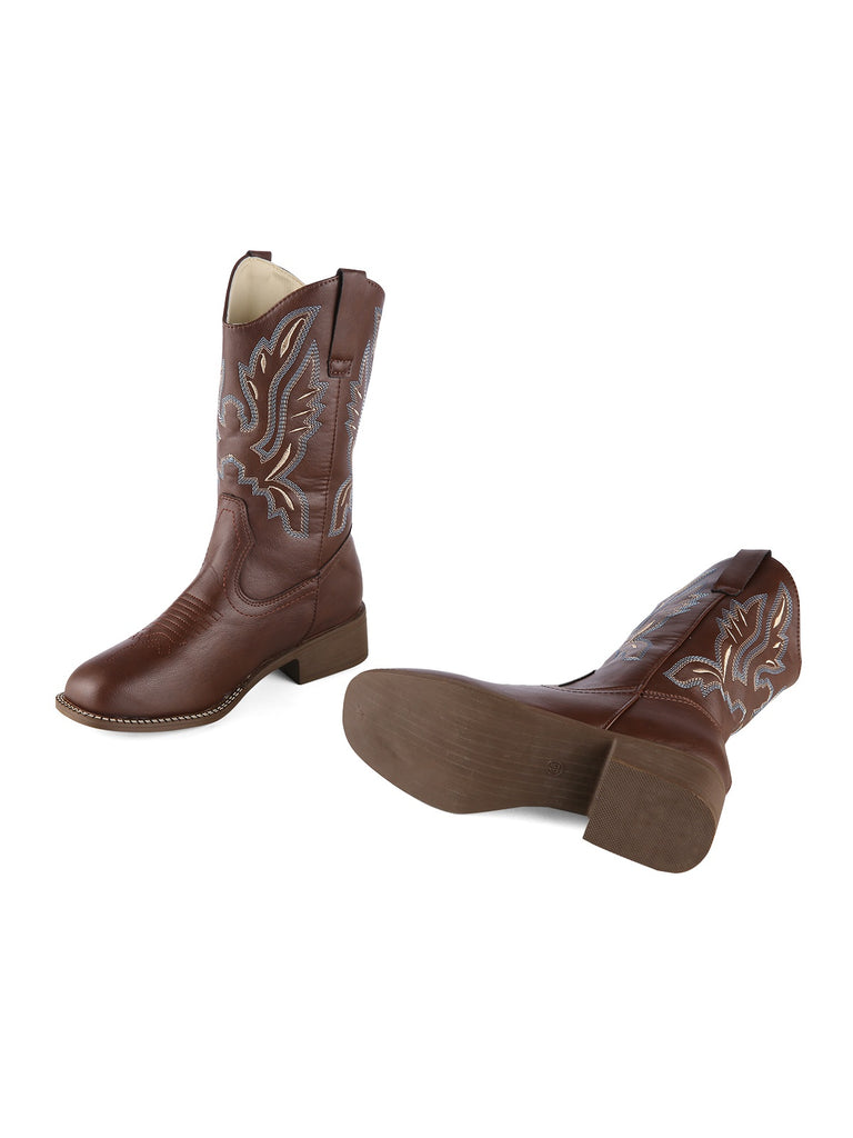 Retro Embroidered Leather Calf Cowboy Boots, vintage fashion, retro style - perfect for women who love vintage and retro fashion