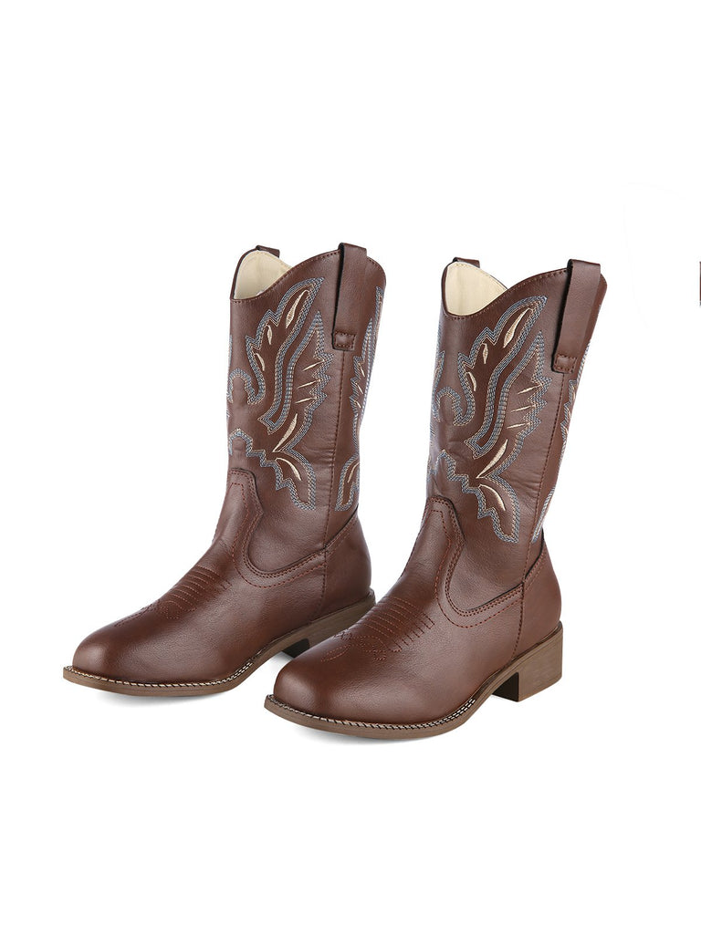 Retro Embroidered Leather Calf Cowboy Boots, vintage fashion, retro style - perfect for women who love vintage and retro fashion