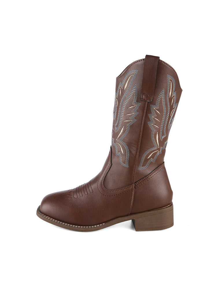 Retro Embroidered Leather Calf Cowboy Boots, vintage fashion, retro style - perfect for women who love vintage and retro fashion