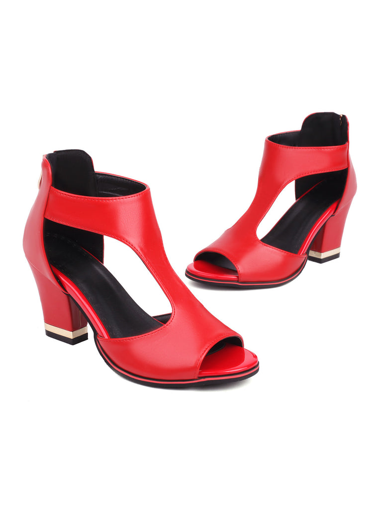 Retro Fish Mouth Chunky High Heels: timeless style reimagined