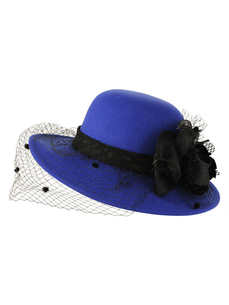 Retro Flower Net Round Top Hat - vintage fashion, retro style
