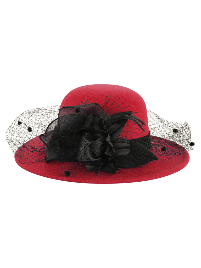 Retro Flower Net Round Top Hat, vintage top, retro blouse - perfect for women who love vintage and retro fashion