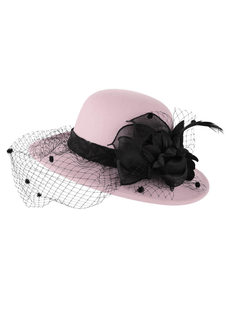 Retro Flower Net Round Top Hat, vintage top, retro blouse - perfect for women who love vintage and retro fashion