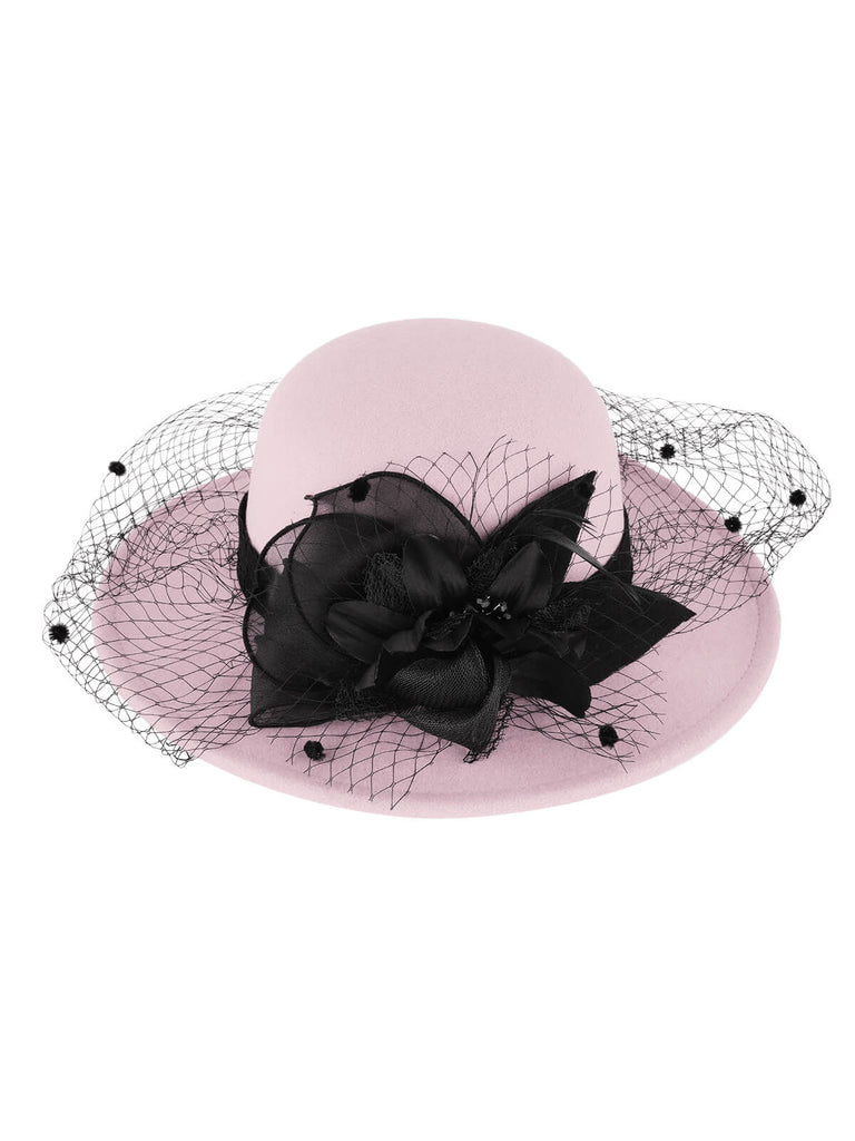 Retro Flower Net Round Top Hat, vintage top, retro blouse - perfect for women who love vintage and retro fashion