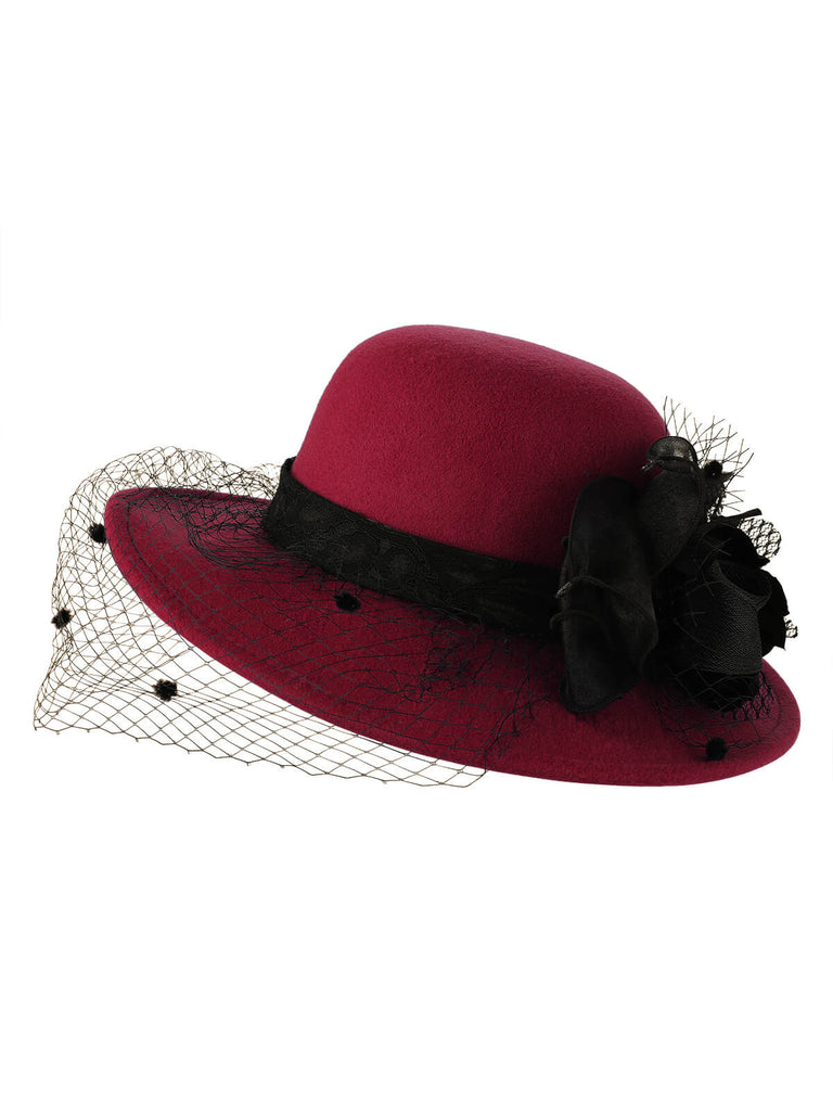 Retro Flower Net Round Top Hat, vintage top, retro blouse - perfect for women who love vintage and retro fashion