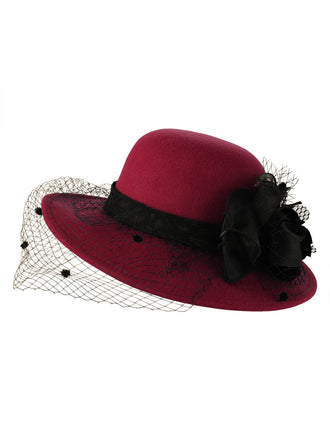 Retro Flower Net Round Top Hat, vintage top, retro blouse - perfect for women who love vintage and retro fashion