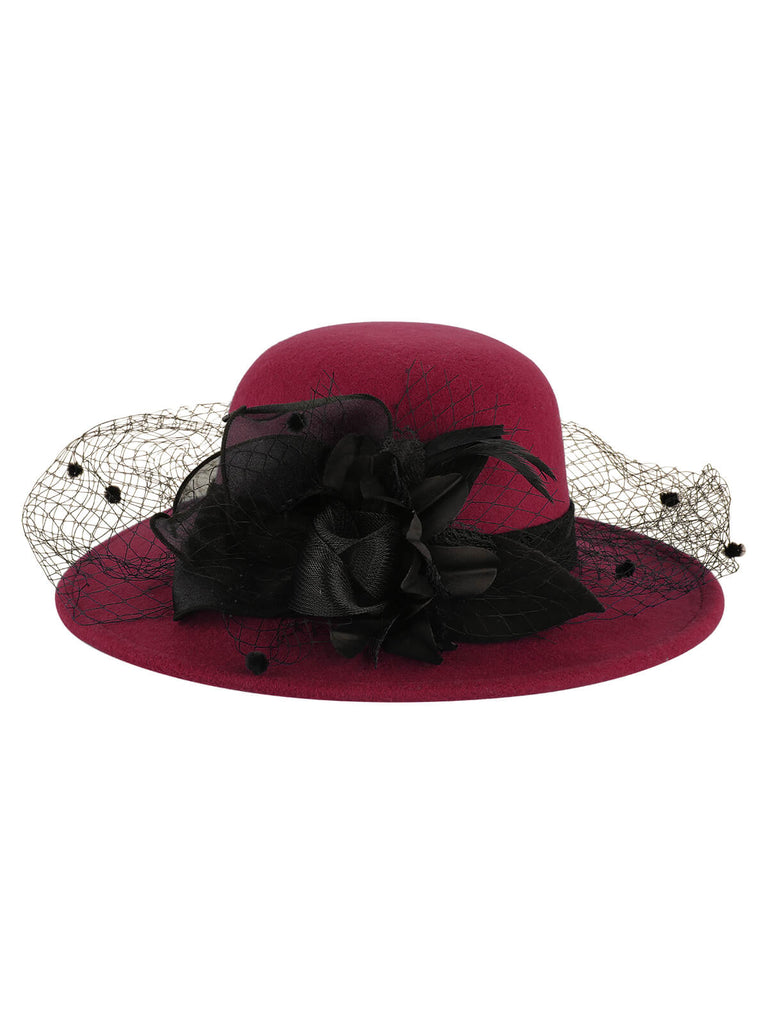 Retro Flower Net Round Top Hat, vintage top, retro blouse - perfect for women who love vintage and retro fashion