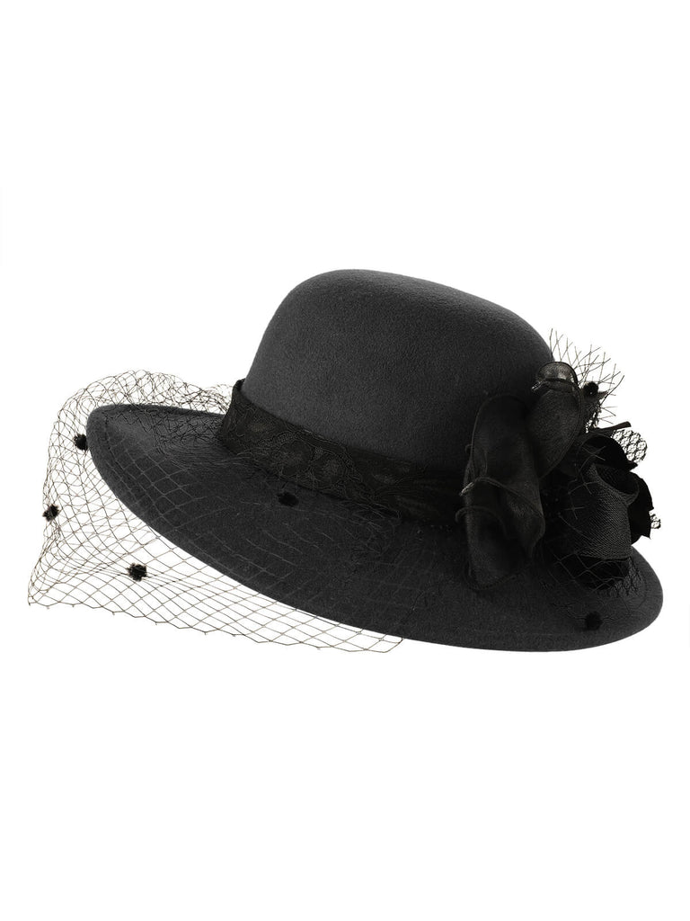 Retro Flower Net Round Top Hat, vintage top, retro blouse - perfect for women who love vintage and retro fashion