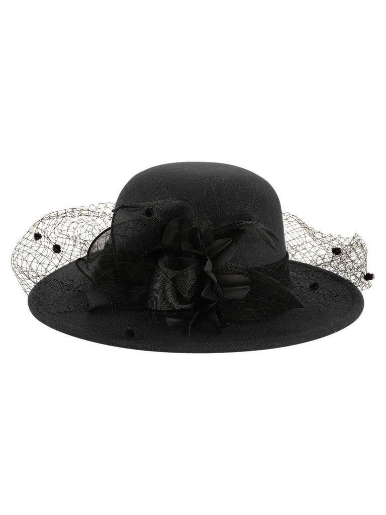 Retro Flower Net Round Top Hat, vintage top, retro blouse - perfect for women who love vintage and retro fashion