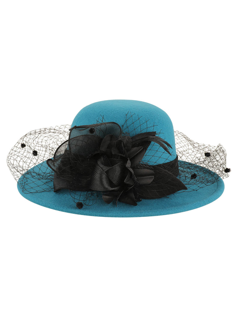 Retro Flower Net Round Top Hat, vintage top, retro blouse - perfect for women who love vintage and retro fashion