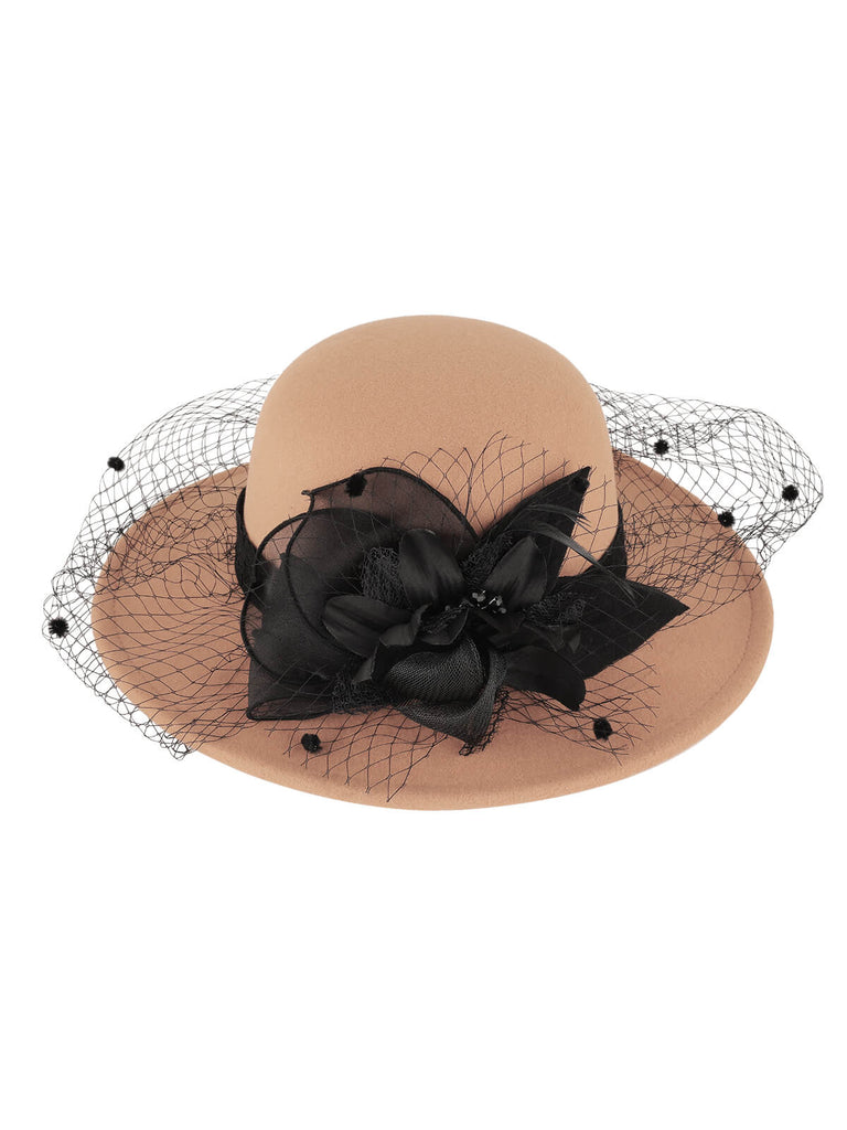 Retro Flower Net Round Top Hat, vintage top, retro blouse - perfect for women who love vintage and retro fashion