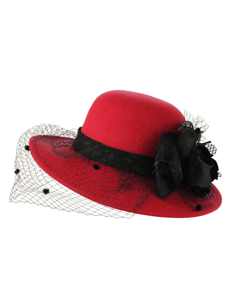 Retro Flower Net Round Top Hat, vintage top, retro blouse - perfect for women who love vintage and retro fashion