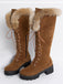 Retro Furry Chunky Heel Snow Boots: timeless style reimagined
