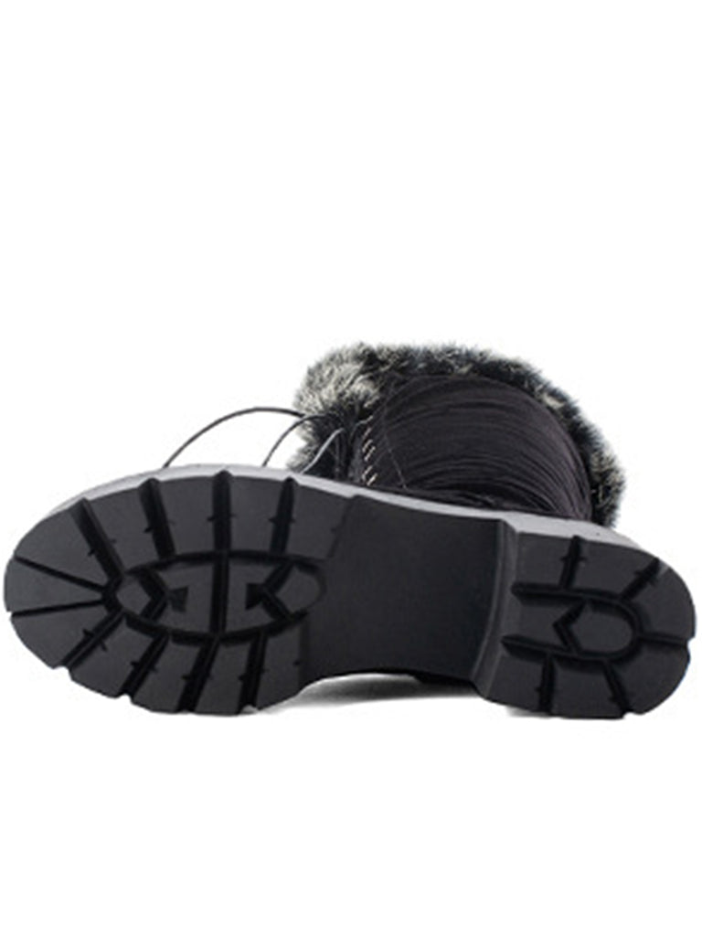 Retro Furry Chunky Heel Snow Boots: timeless style reimagined