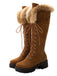 Retro Furry Chunky Heel Snow Boots: timeless style reimagined