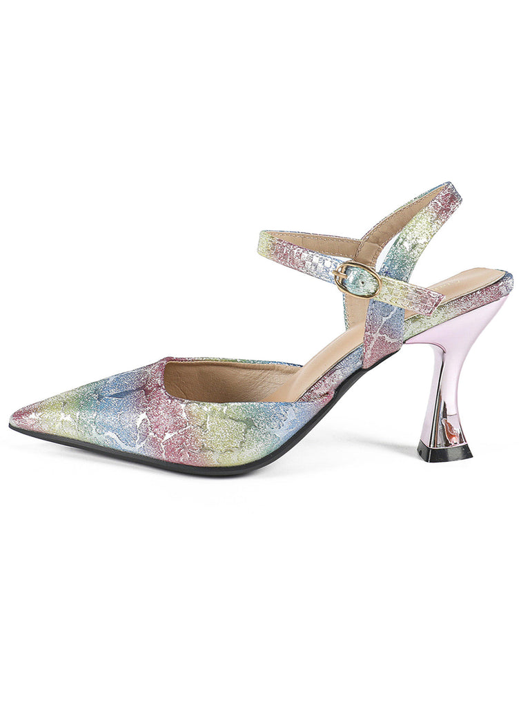 Retro Gradient Slingbacks Ankle Strap Heels, vintage shoes, retro heels - perfect for women who love vintage and retro fashion