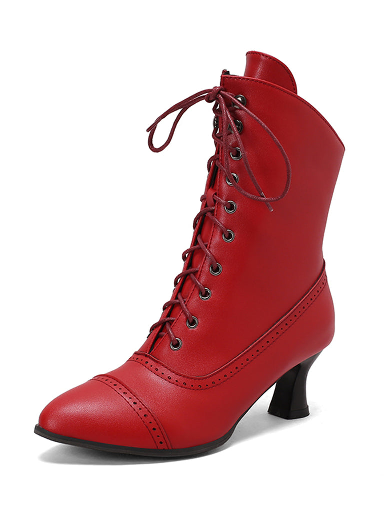 Retro Leather High Heel Boots, vintage fashion, retro style, classic design, women, elegant
