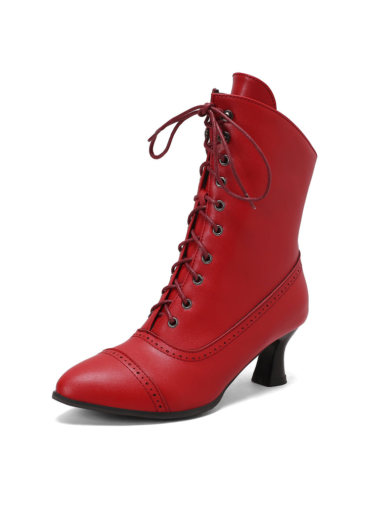 Retro Leather High Heel Boots, vintage fashion, retro style, classic design, women, elegant