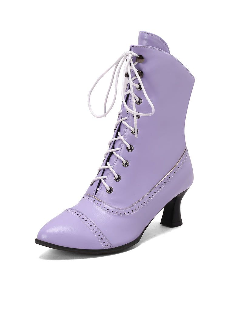 Retro Leather High Heel Boots, vintage fashion, retro style, classic design, women, elegant