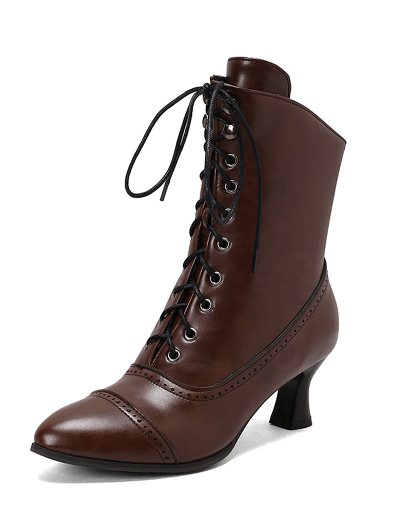 Retro Leather High Heel Boots — 1950s vintage charm for her modern wardrobe